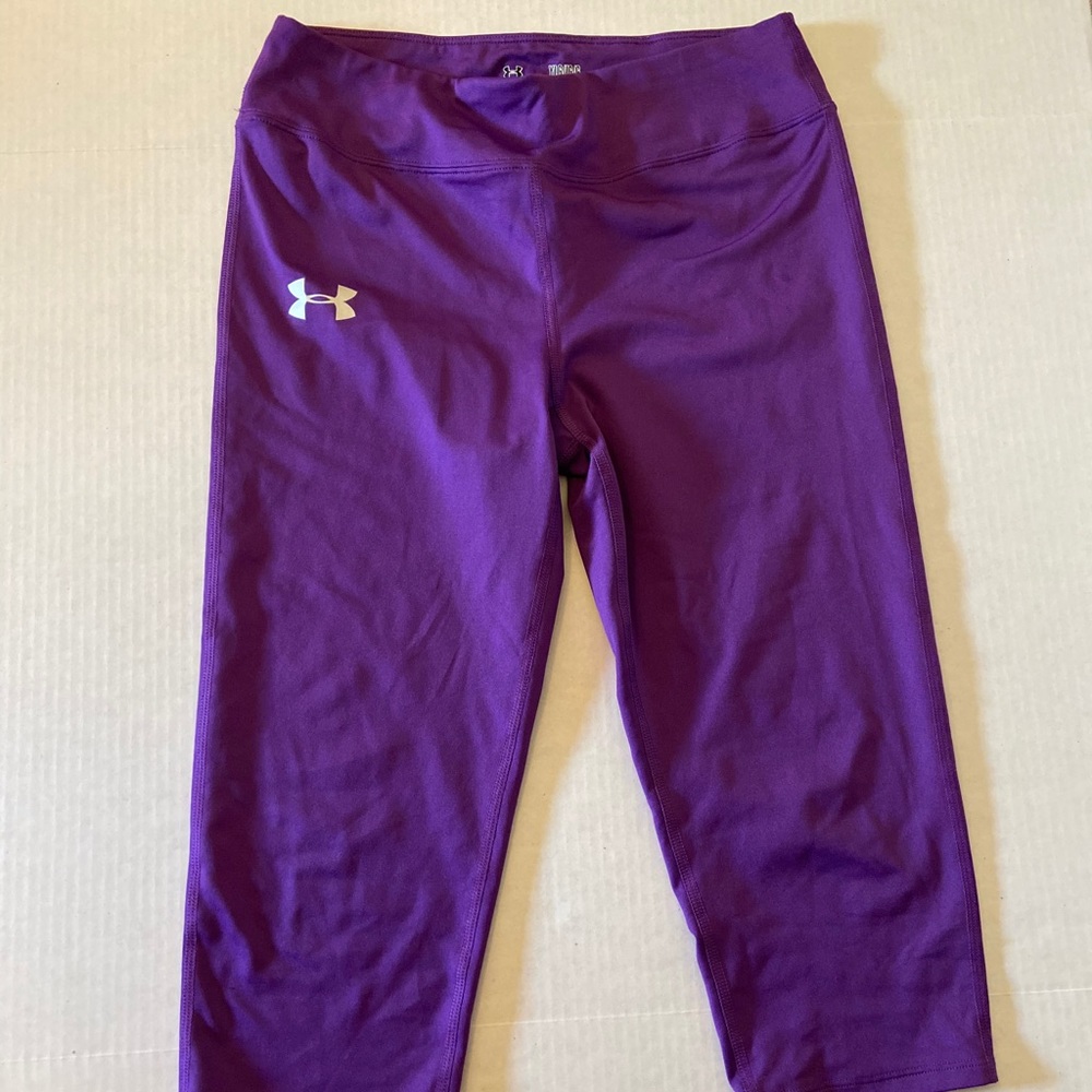 Purple under armor capri workout leggings
